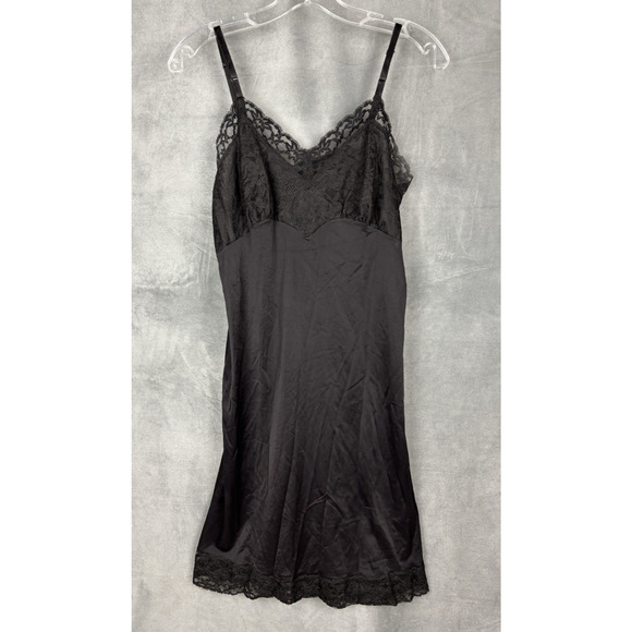 VTG Vanity Fair Black Babydoll Slip Dress Womens 34 Whimsigoth Fairy Grunge Y2K - Picture 1 of 14
